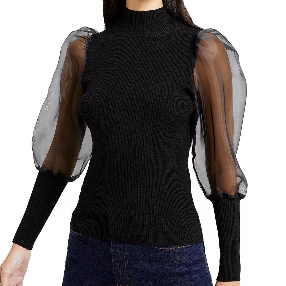 French Connection Organza Sleeve Knit Top